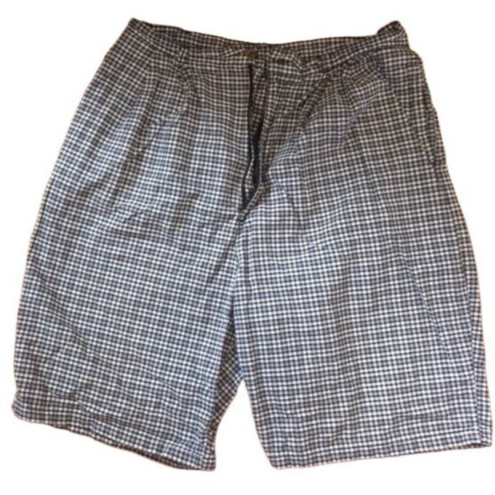 Gray Gingham Plaid Shorts Grey Black White Retro Unisex